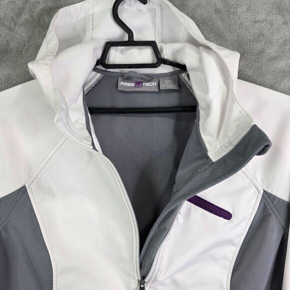 Womens Free Tech Arctic White & Gray Hooded Jacket Full Zip Polyester Size XL - Picture 5 of 11